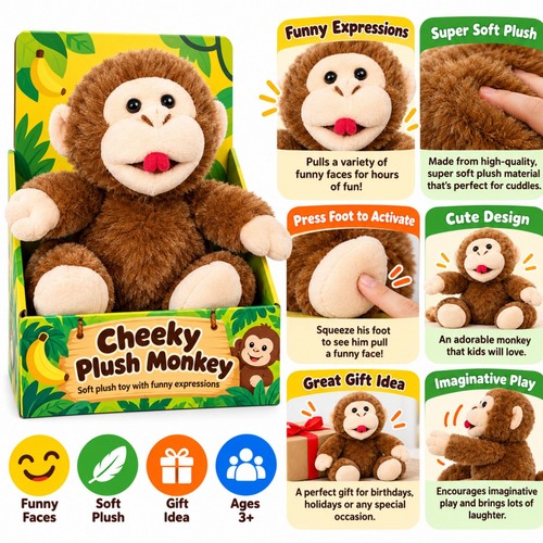 Interactive plush monkey toy - interactive,