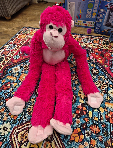 Pink monkey plush soft - plush, toy
