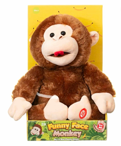 Funny face monkey plush - face,